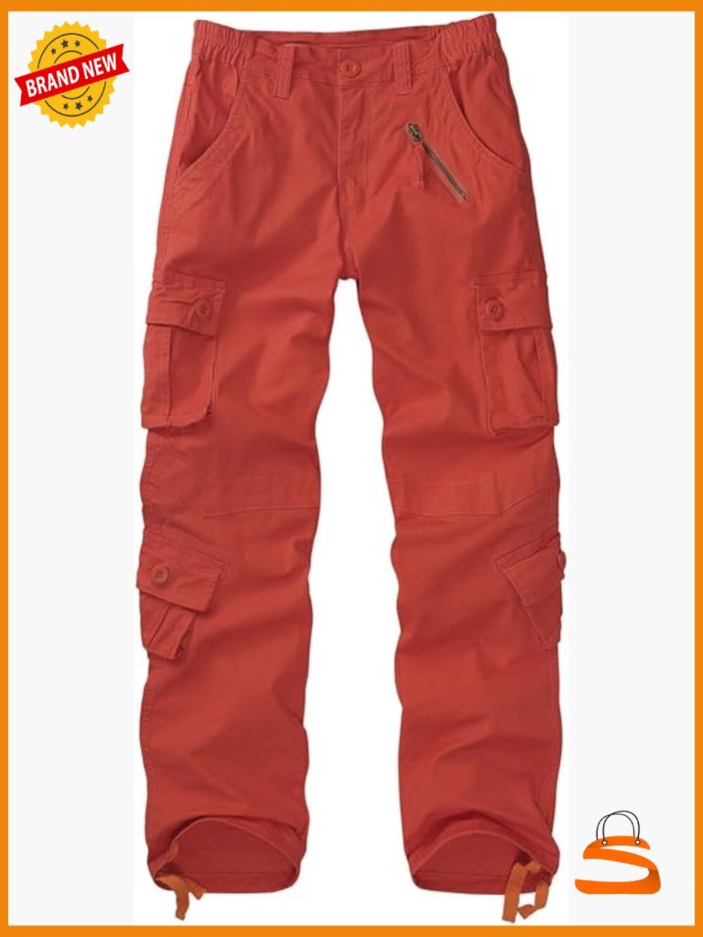 Cargo Combat Pants with 8 Pockets High Rise Straight Leg